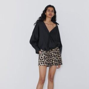 Zara Leopard Print High Waisted Shorts Small